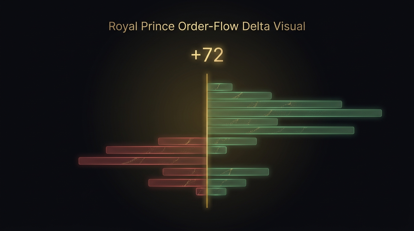 Order-flow volume delta showing bull vs bear pressure bars