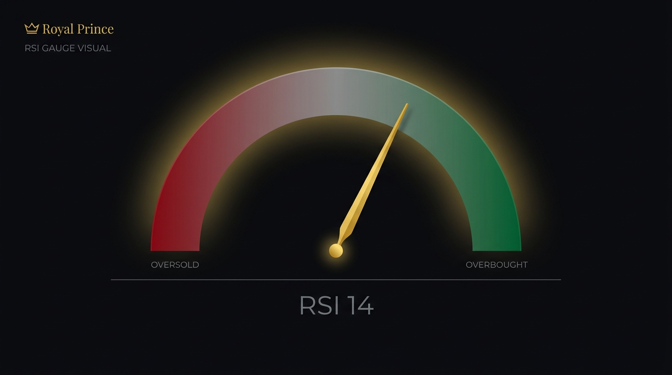 RSI momentum gauge with overbought and oversold zones