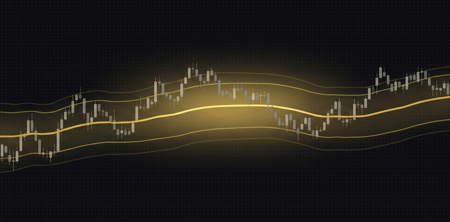 Anchored VWAP with ±1σ and ±2σ standard deviation bands on a candlestick chart