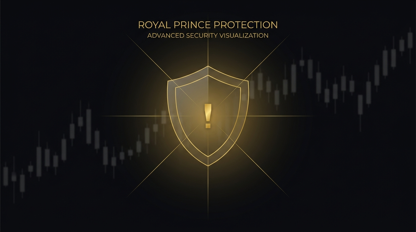 Golden shield protecting a candlestick chart representing capital preservation